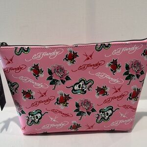 NWT Ed Hardy Cosmetics Travel Pouch with zipper closure.